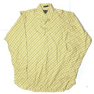 Salvatore Pellegrino‎ Dress Shirt Men’s 15 1/2 Yellow Plaid 34 / 35 Button Down
